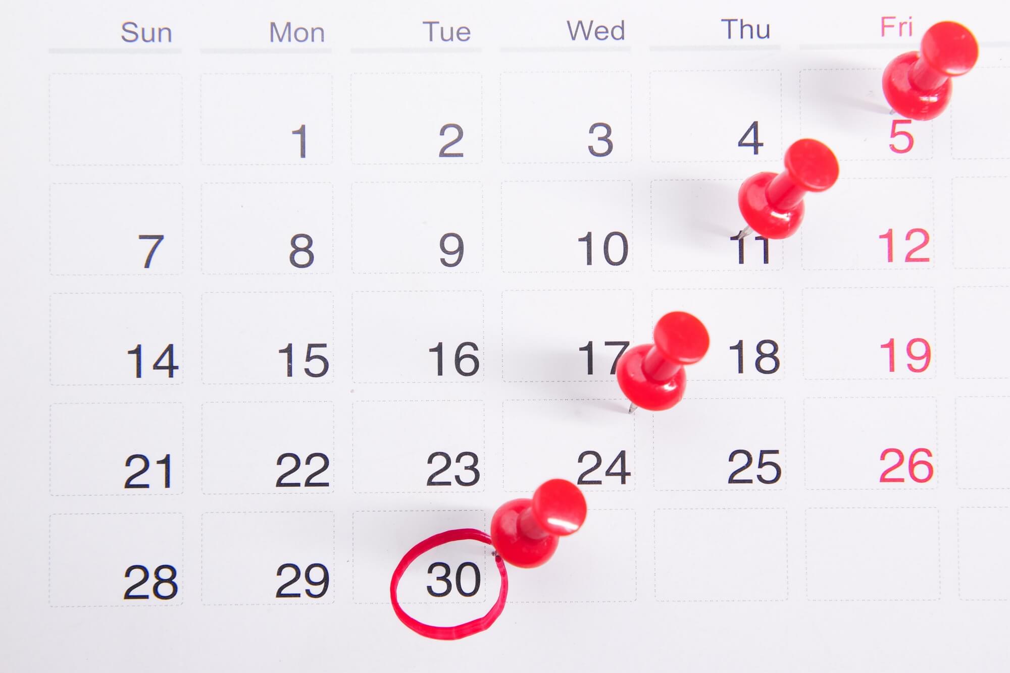Calendar Set deadlines