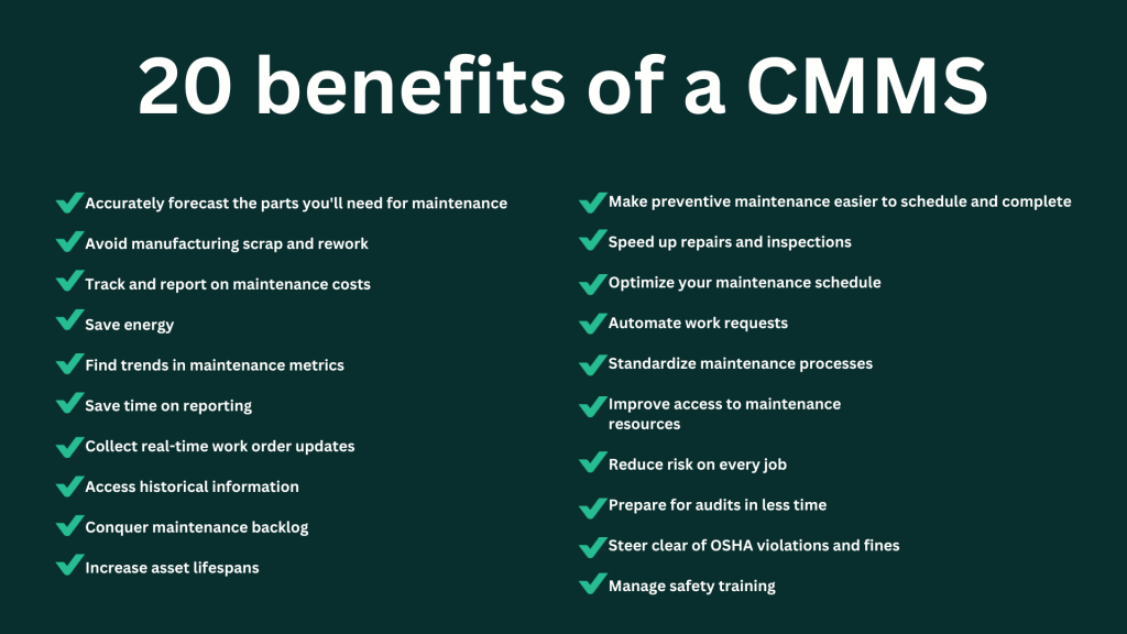 20 benefits of a cmms