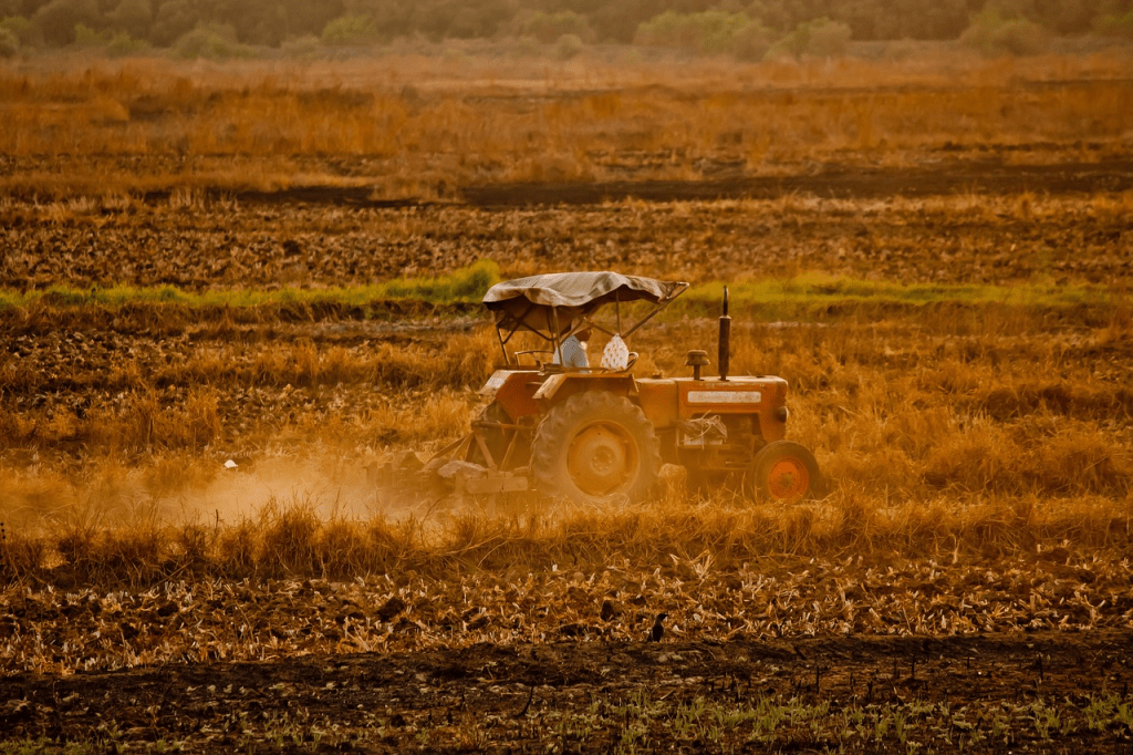 tractor harvesting