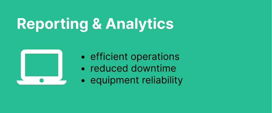 Simple illustration of a laptop and short notes explaining benefits of reporting and analytics