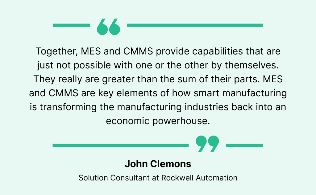 John Clemons's quote on MES and CMMS