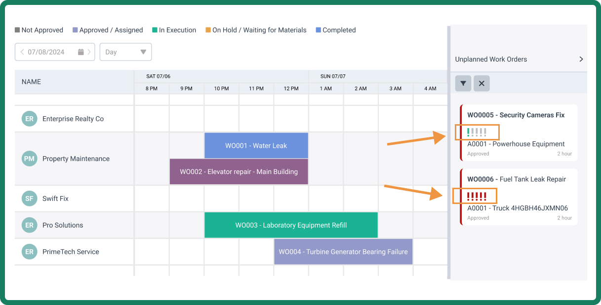 Scheduler in a WorkTrek web app. 