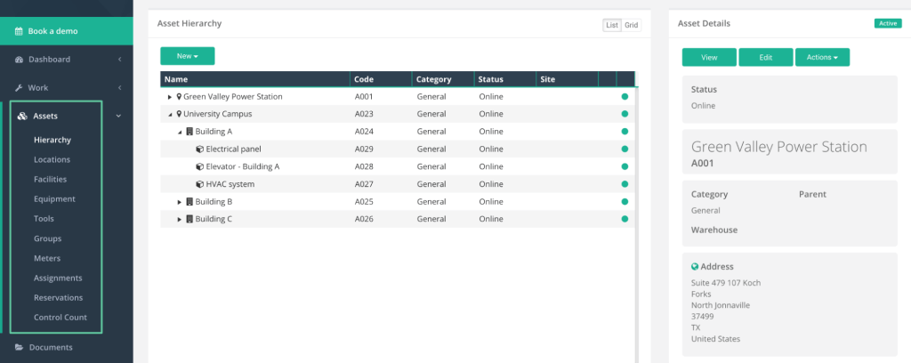 WorkTrek asset management feature