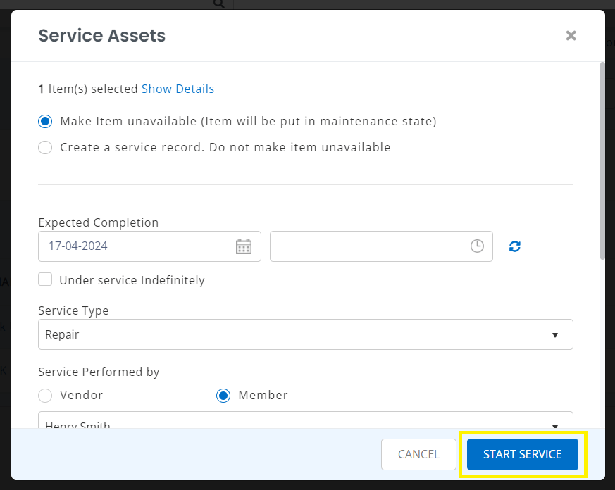 EZofficeinventory aset servicing feature