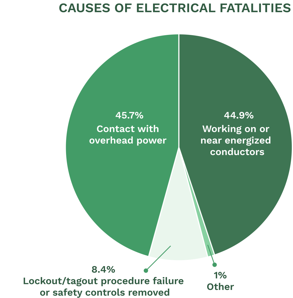 Pie graph on causes of electrical fatalities