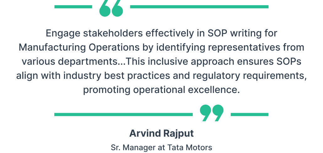 Quote on engaging stakeholders in SOP