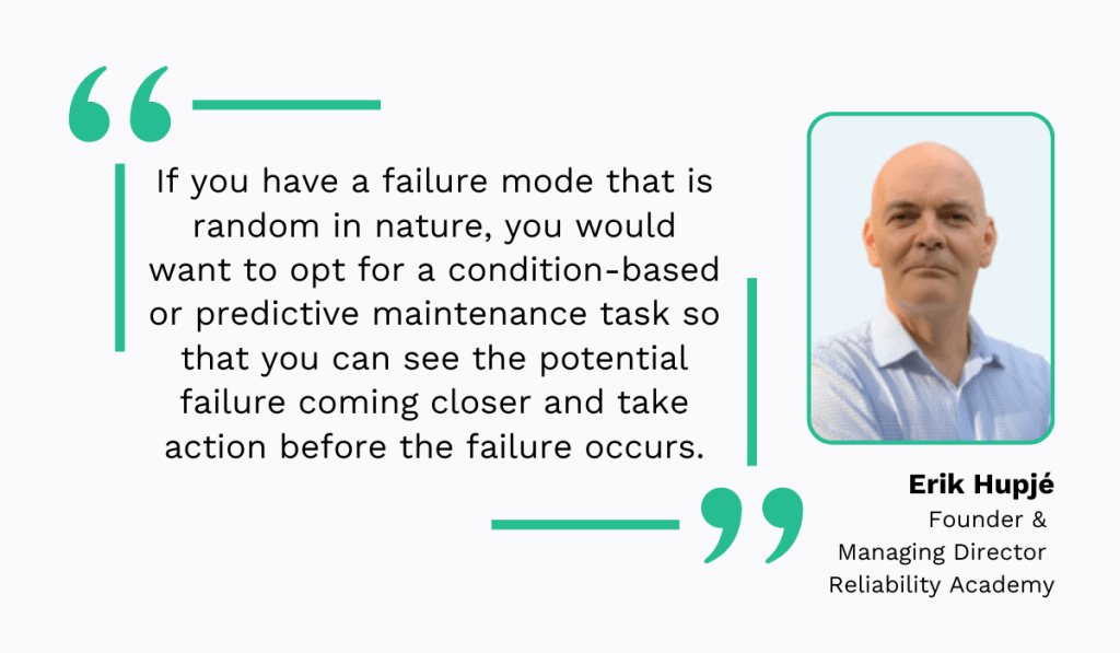 quote on using predictive or condition-based maintenance for equipment with random failure modes