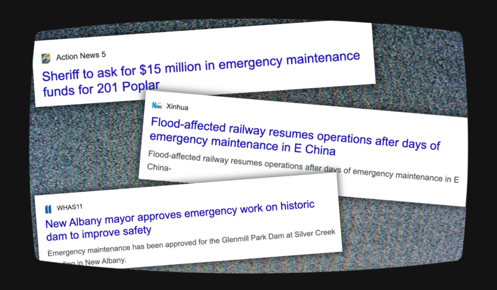 emergency maintenance news clippings