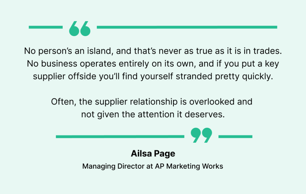 Quote on importance of a supplier relationship