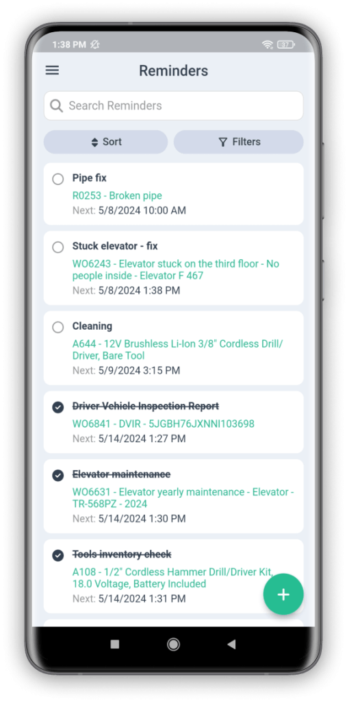 worktrek mobile app reminders