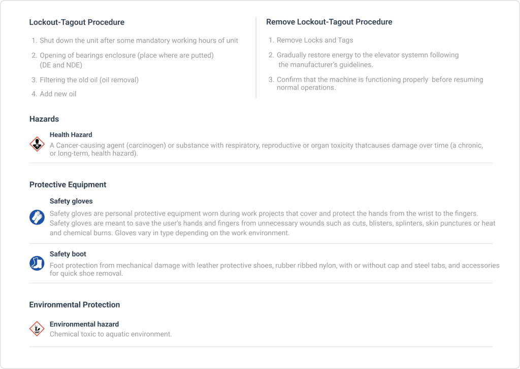 Safety and compliance screen in WorkTrek