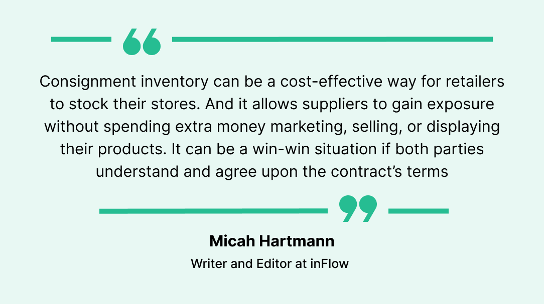 Quote on consignment inventory