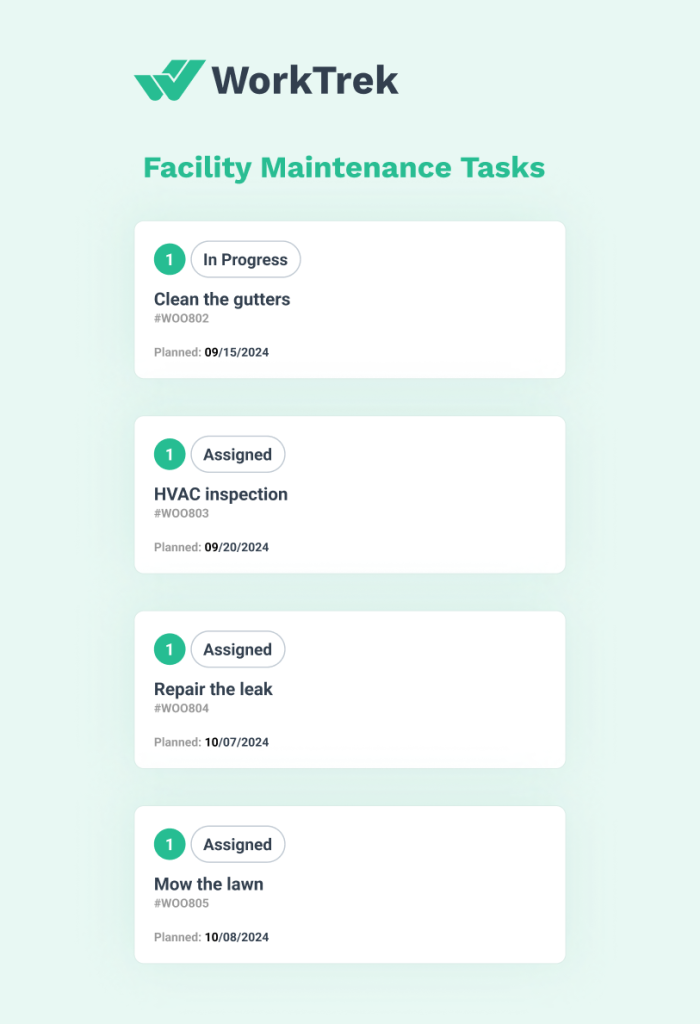 Facility maintenance tasks