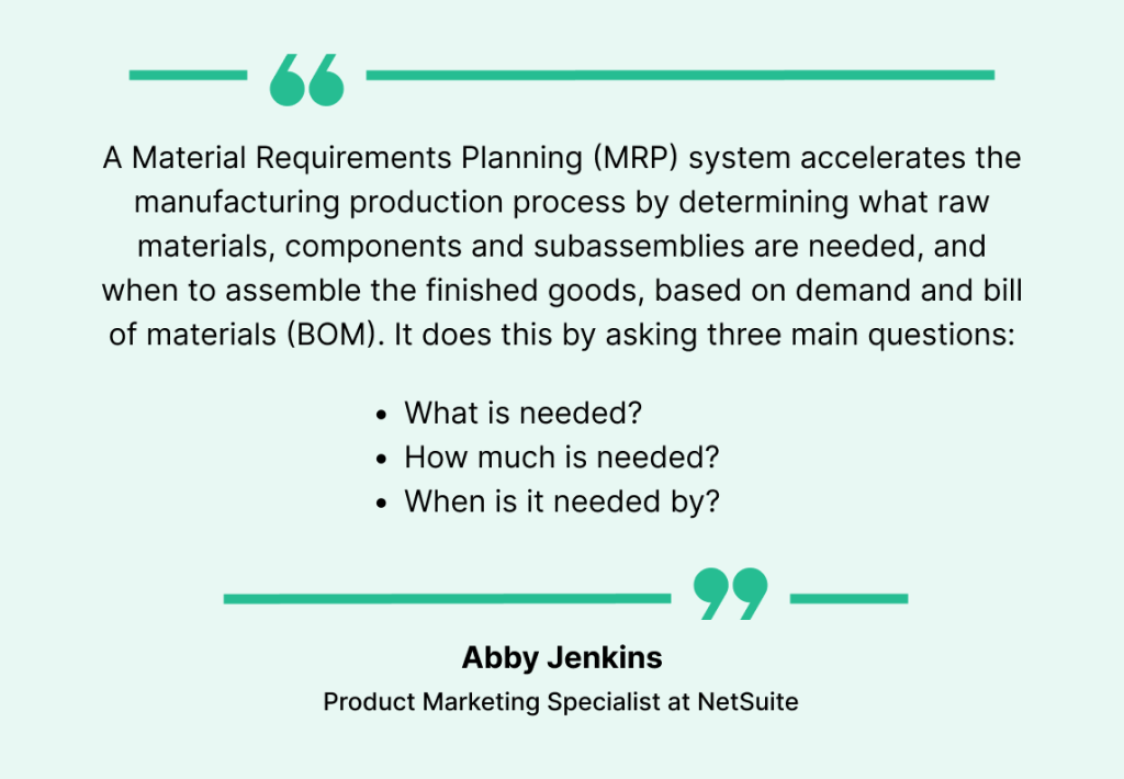 Quote on material requirement planning 