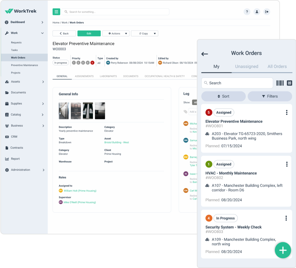 WorkTrek dashboard