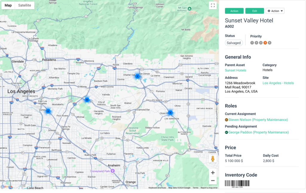 Map view in WorkTrek