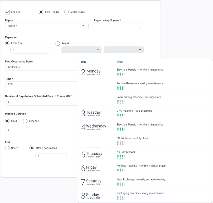 Scheduling preventive maintenance in WorkTrek