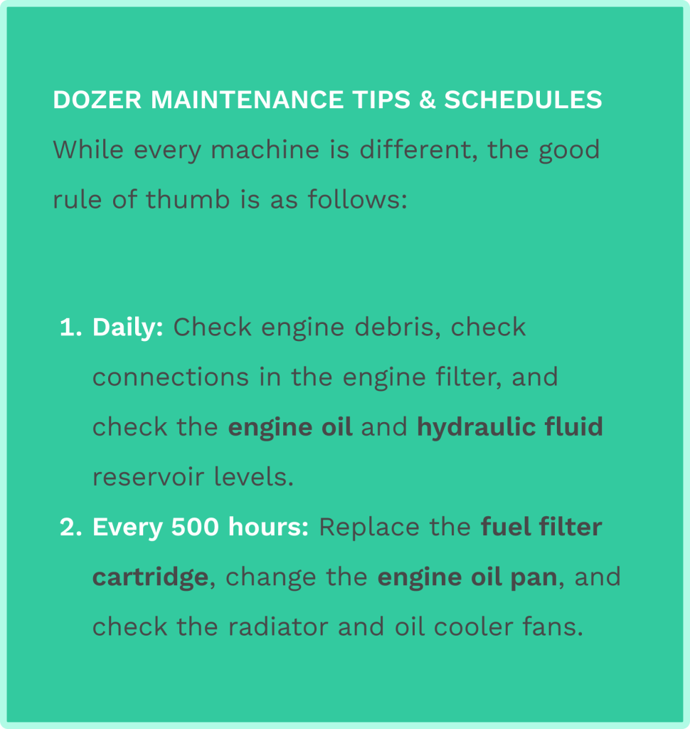 Data on dozer maintenance