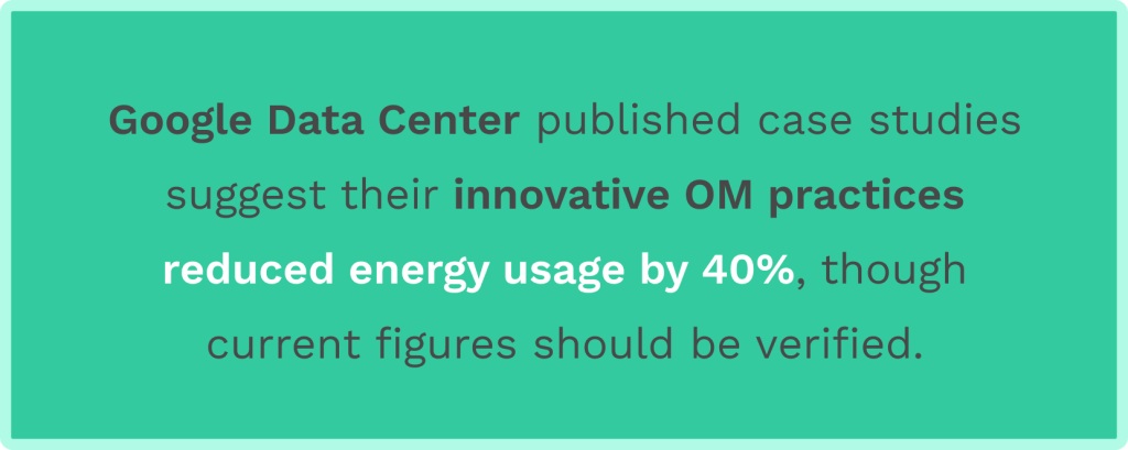 Data on Google Data centre and their OM practices