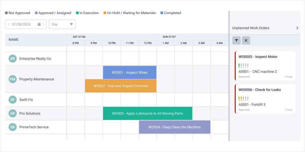 Scheduler in WorkTrek web app