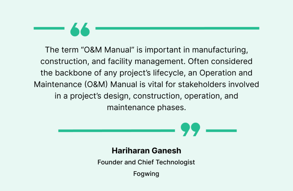 Quote on importance of O&M manuals