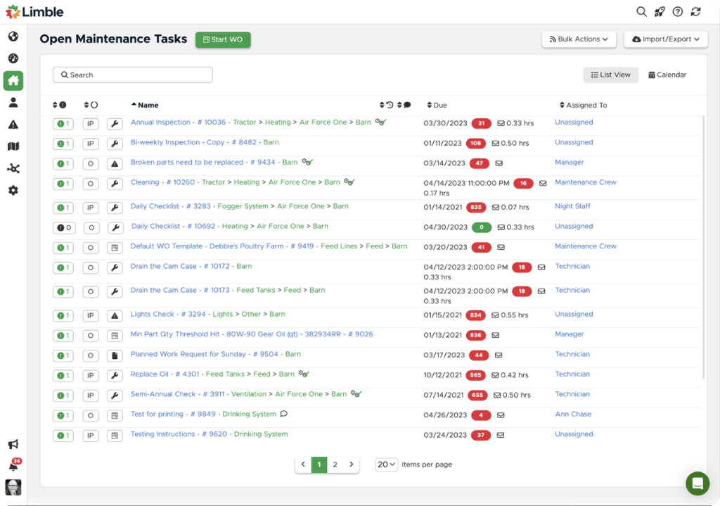 Limble CMMS dashboard