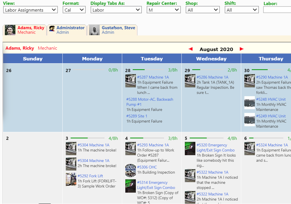 Maintenance Connection dashboard