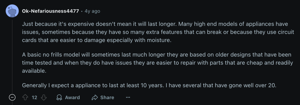 Screenshot of a Reddit comment