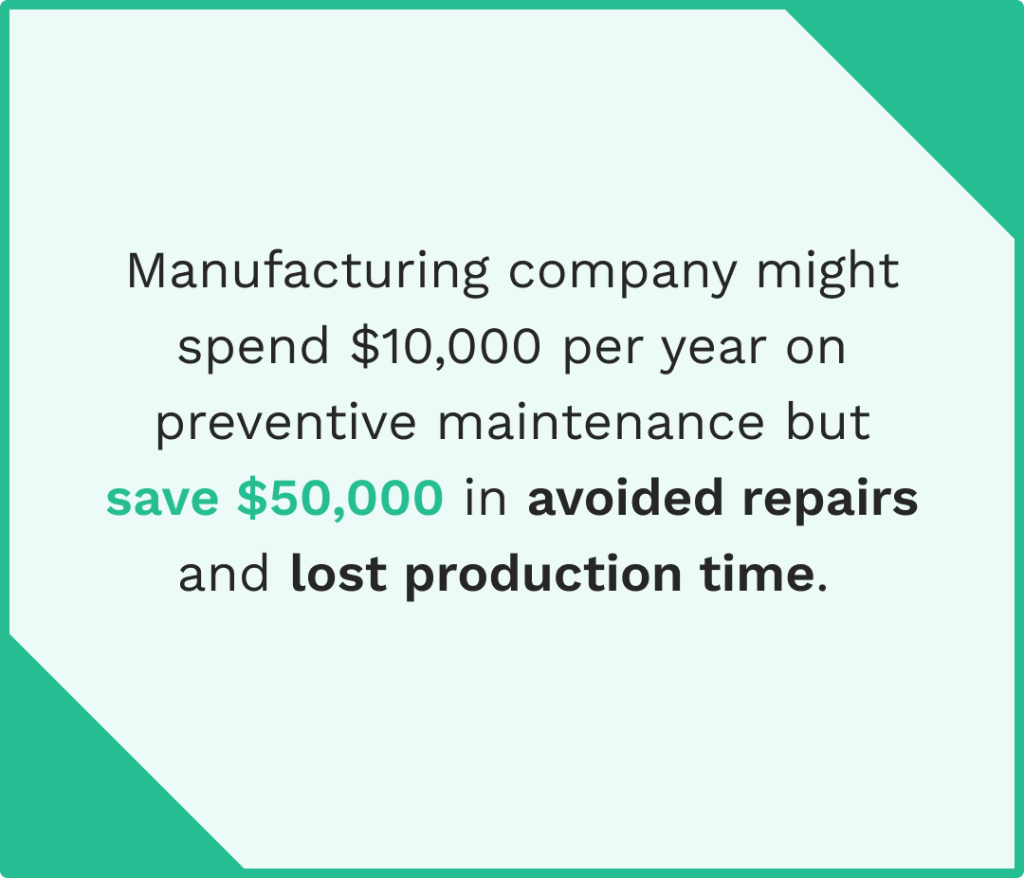 Data on preventive maintenance and savings