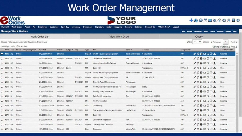 eworkorders work order management screenshot