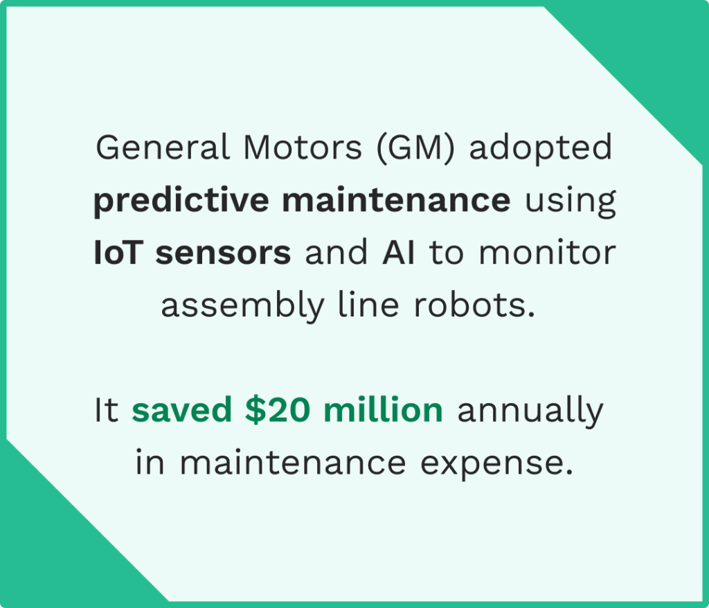 Data on the predictive maintenance and the cost savings