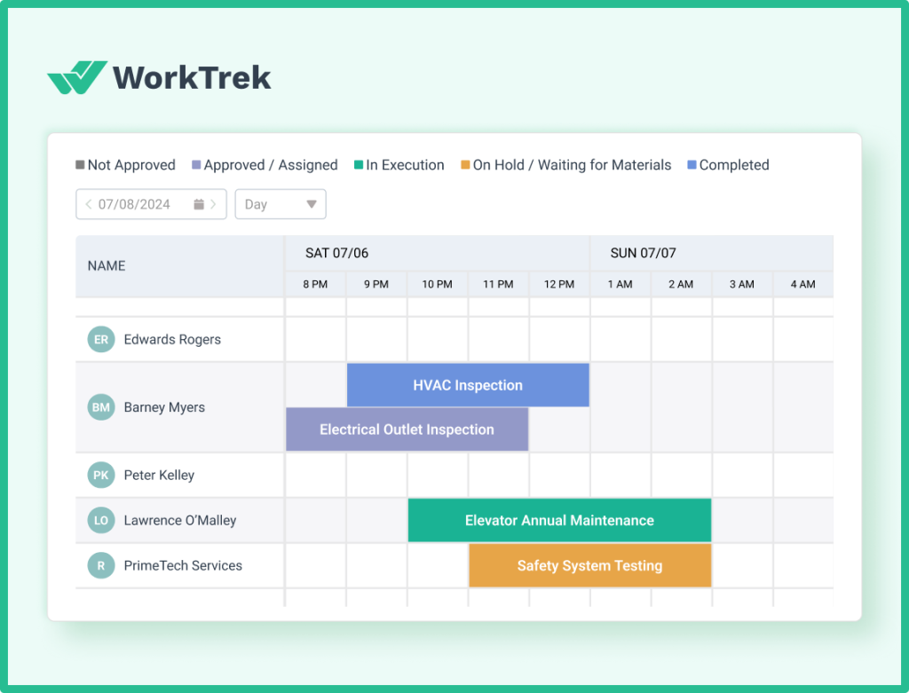 Scheduler in the WorkTrek app