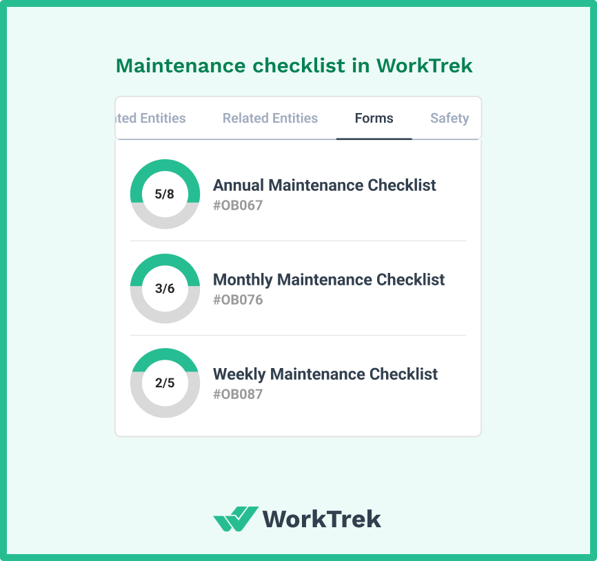Time-based checklists in the WorkTrek app