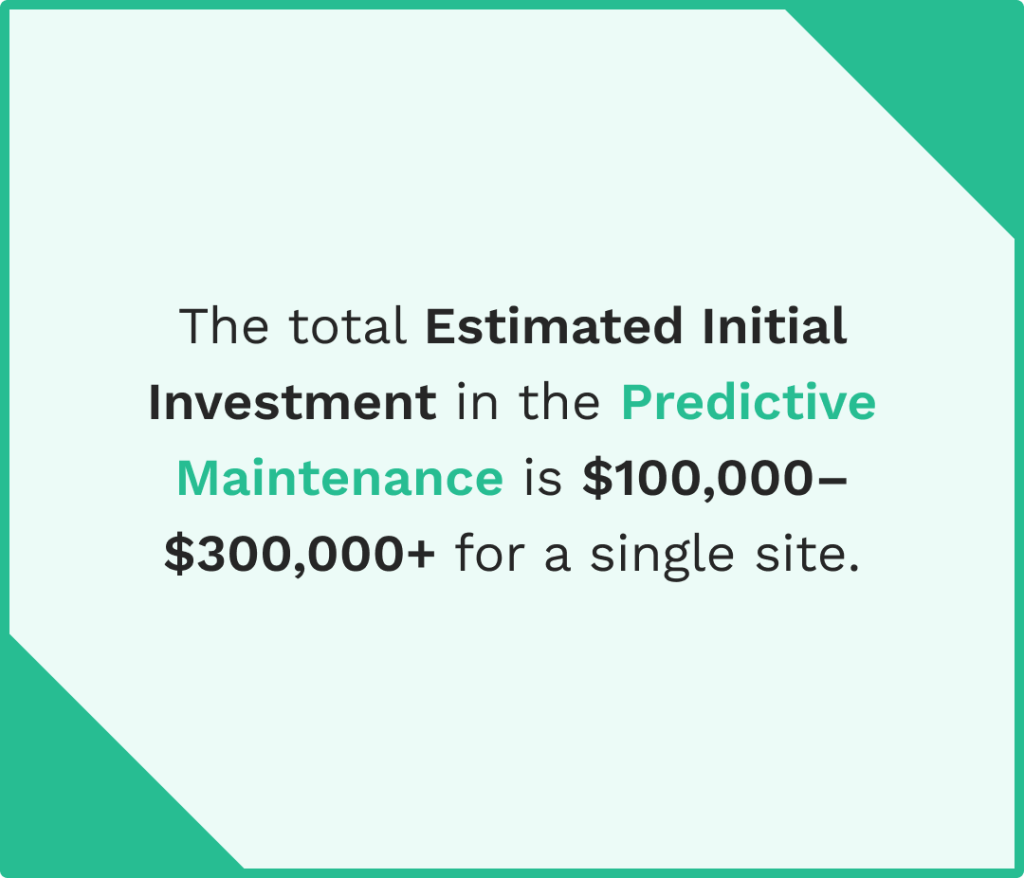 Data on the upfront cost of the predictive maintenance