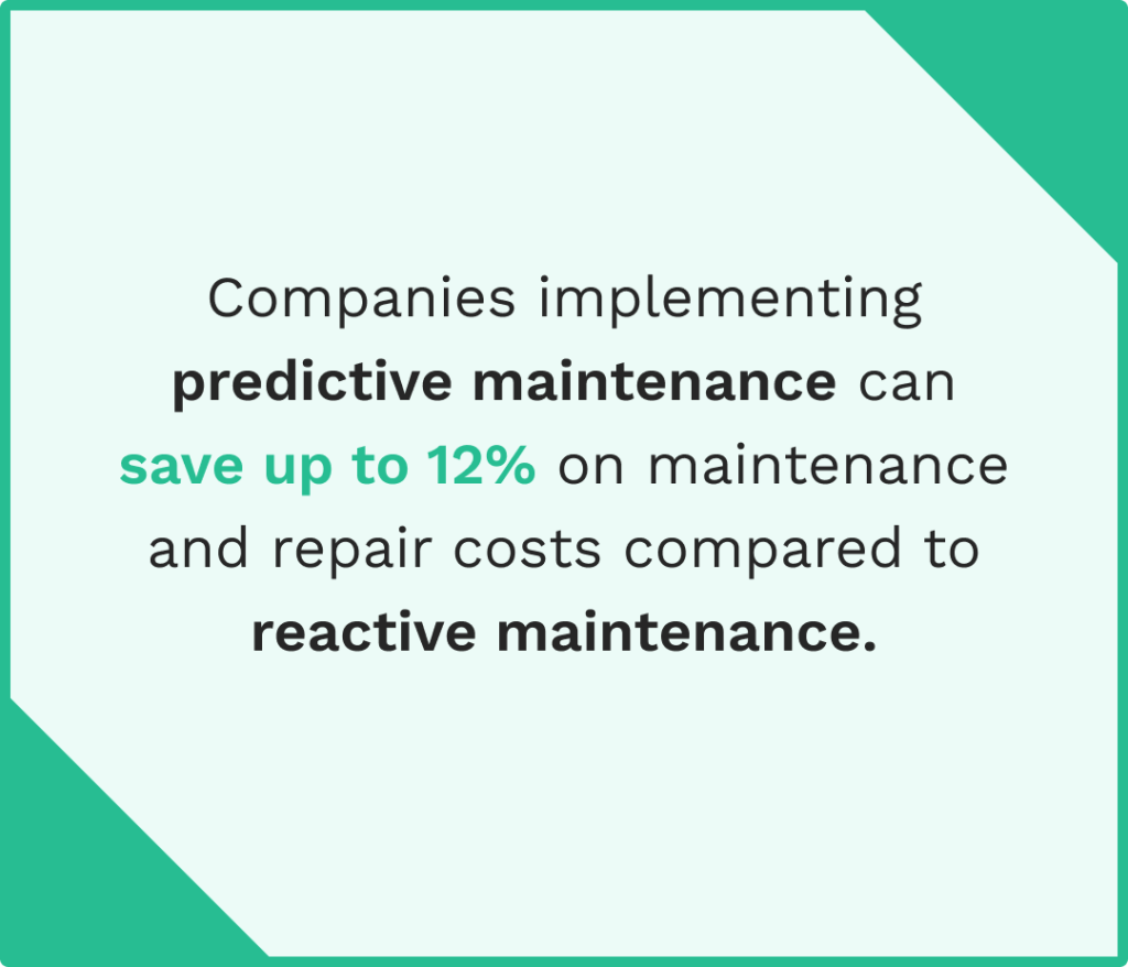 Data on the predictive maintenance and cost savings
