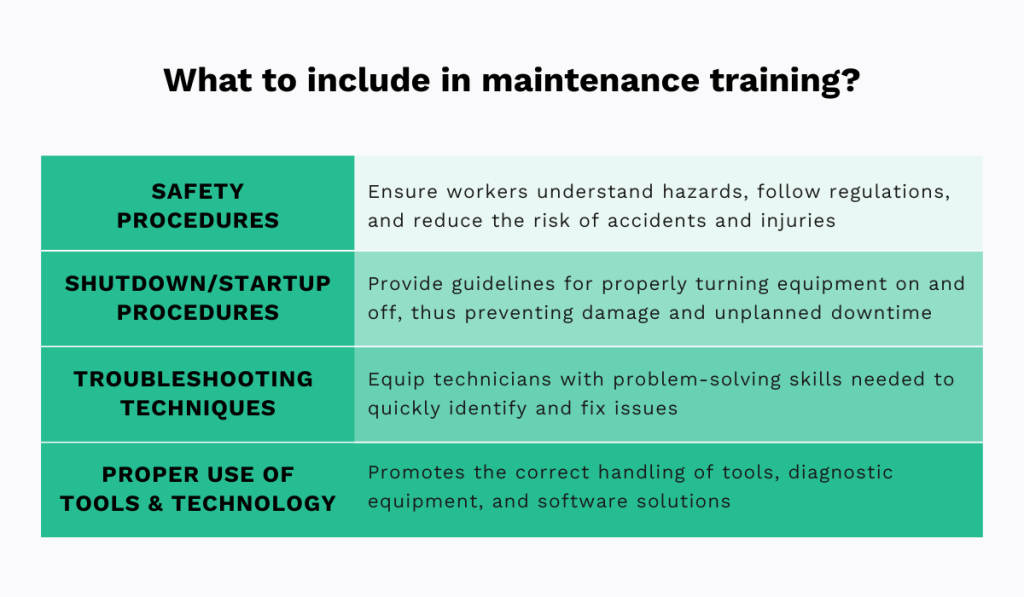 What to include in maintenance training