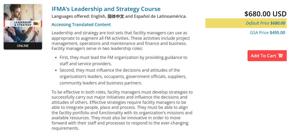 ifma course screenshot