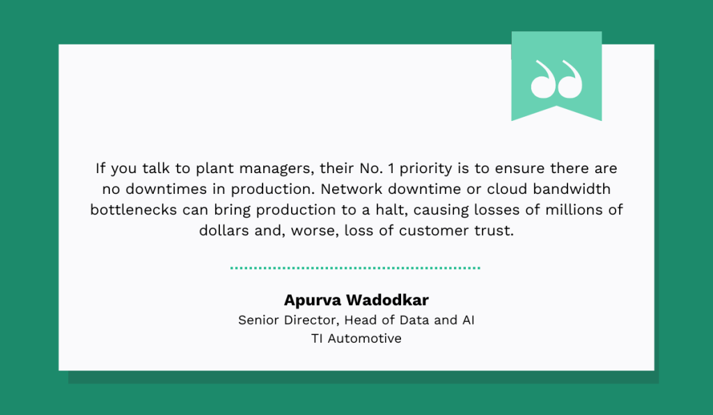 quote on the risk internet connectivity issues and consequent production line stoppages with cloud based solutions