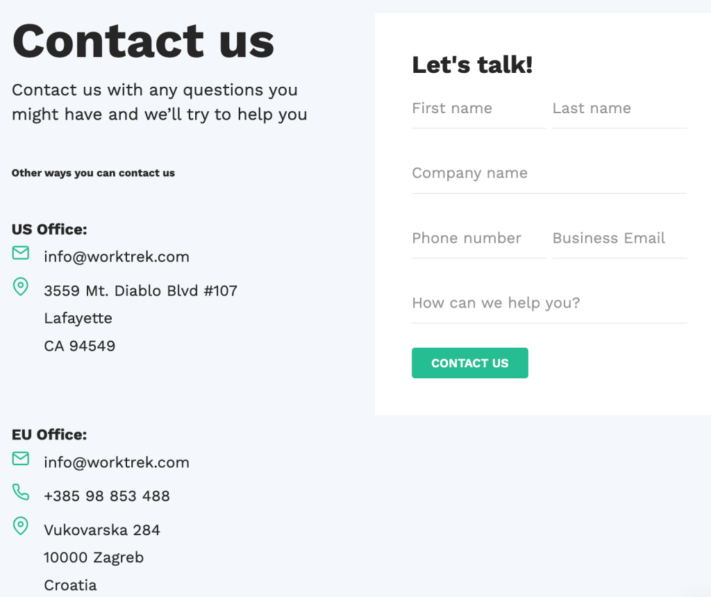 worktrek contact information
