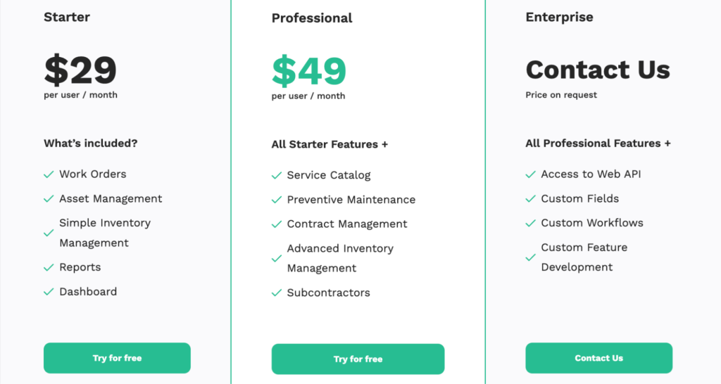 worktrek plans and pricing