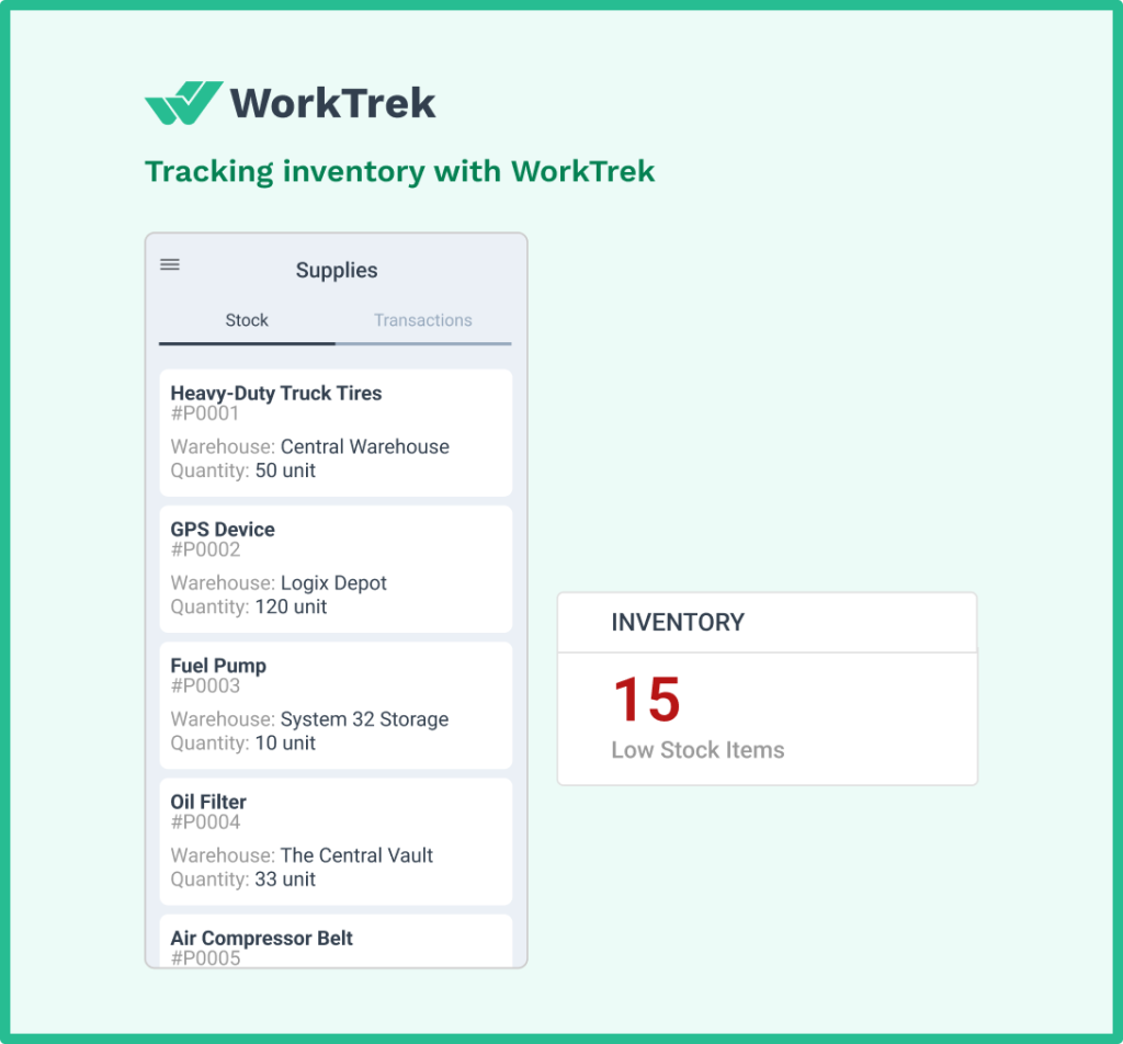 tracking inventory with worktrek