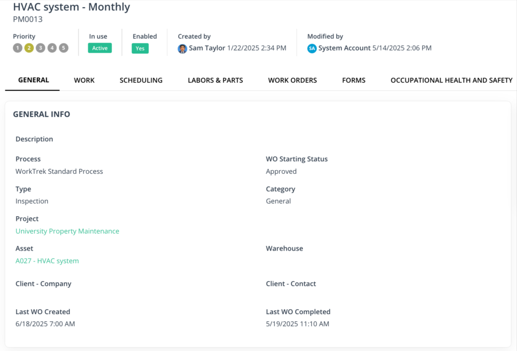worktrek tool screenshot
