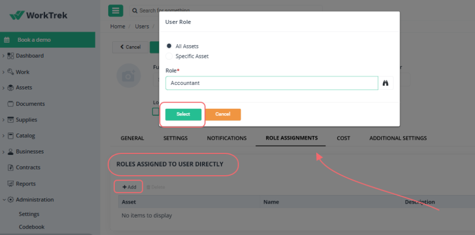 worktrek tool screenshot