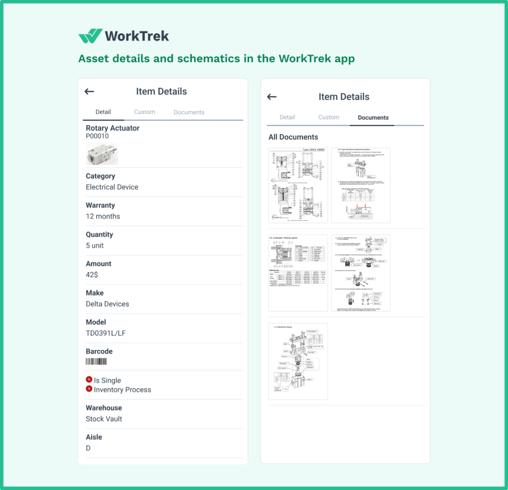 Asset details and schematics