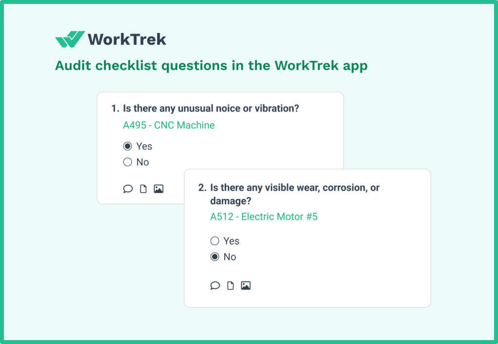 Audit checklist question in the WorkTrek app