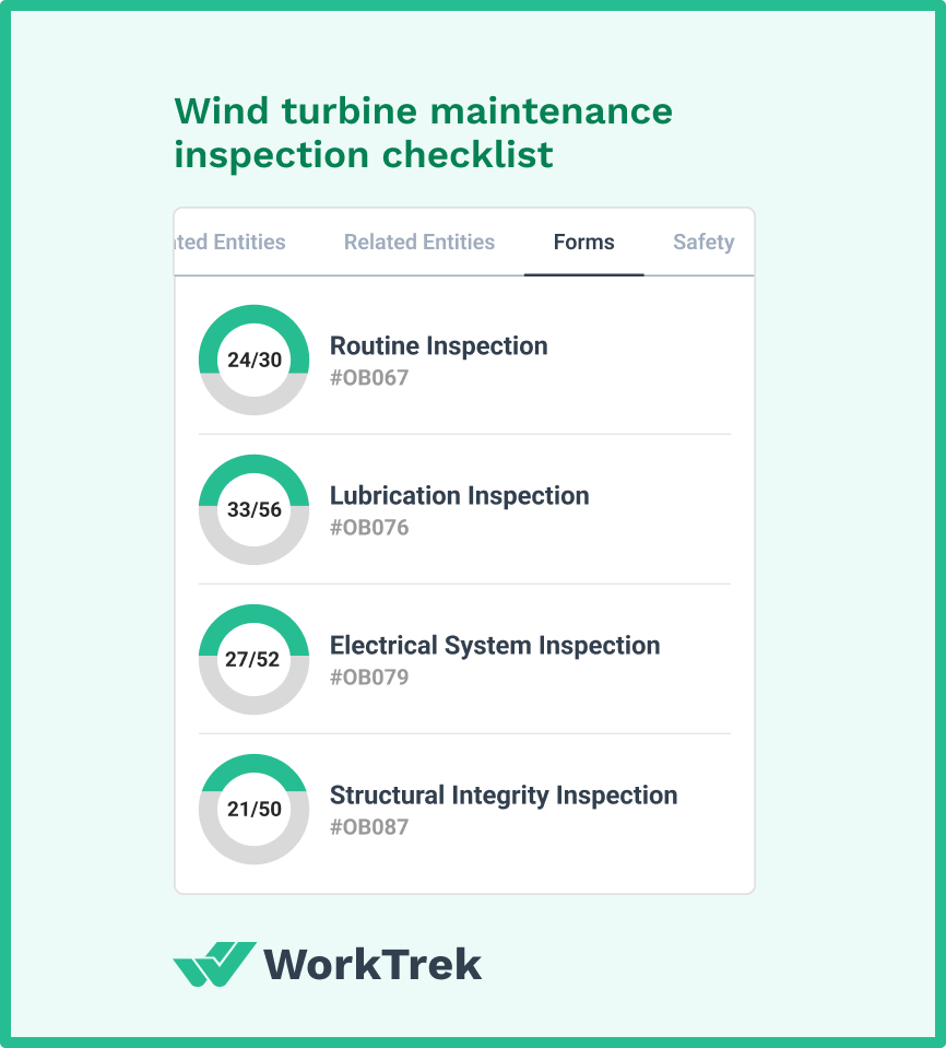 Wind turbine maintenance  inspection checklists