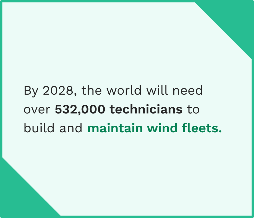 Data on the need for new technicians to build and maintain wind fleets