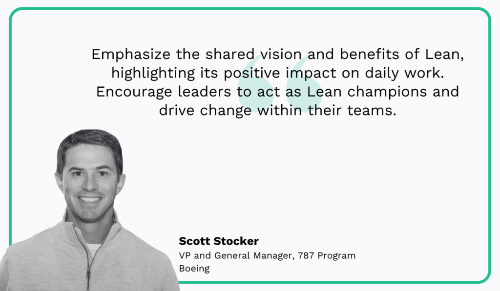 quote on the importance of sharing the vision and benefits of lean with stakeholders