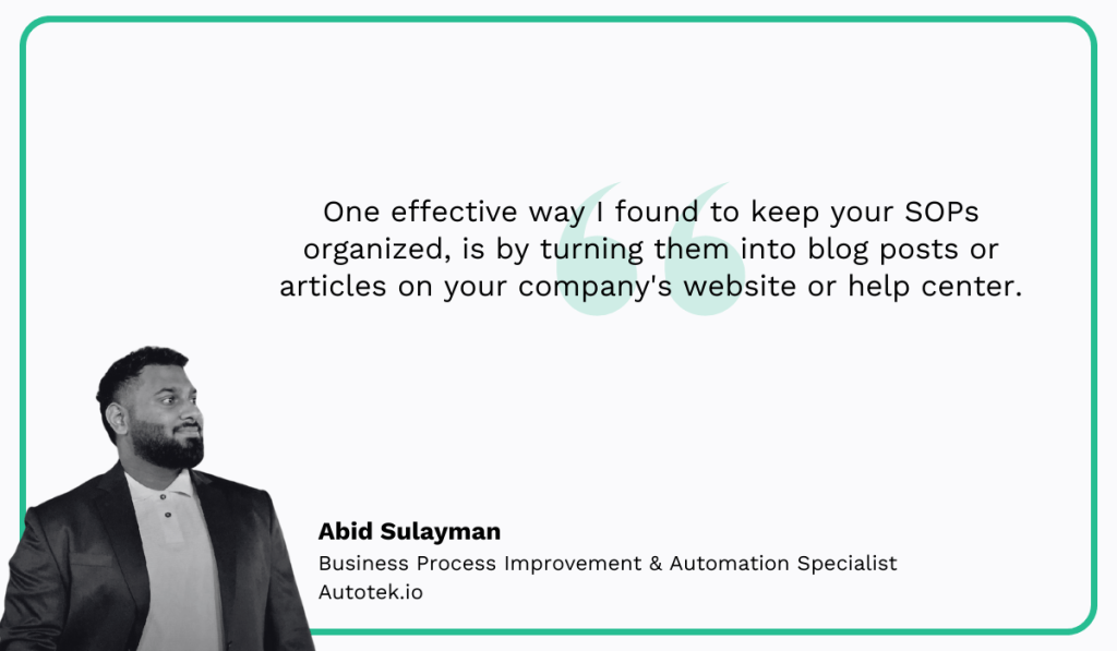 quote on keeping sops organized