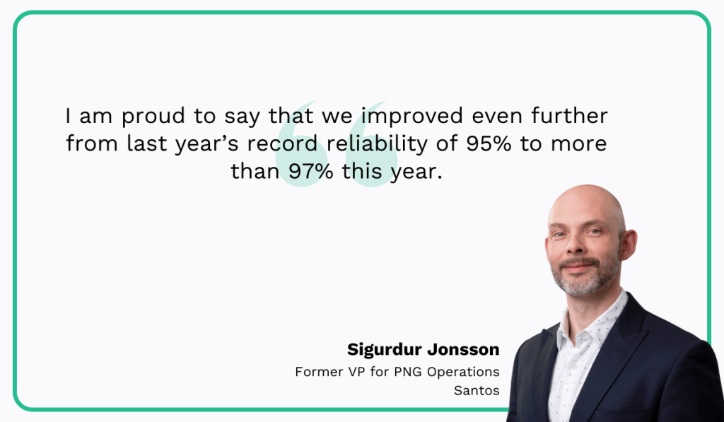 quote on how the company santos improved their asset reliability
